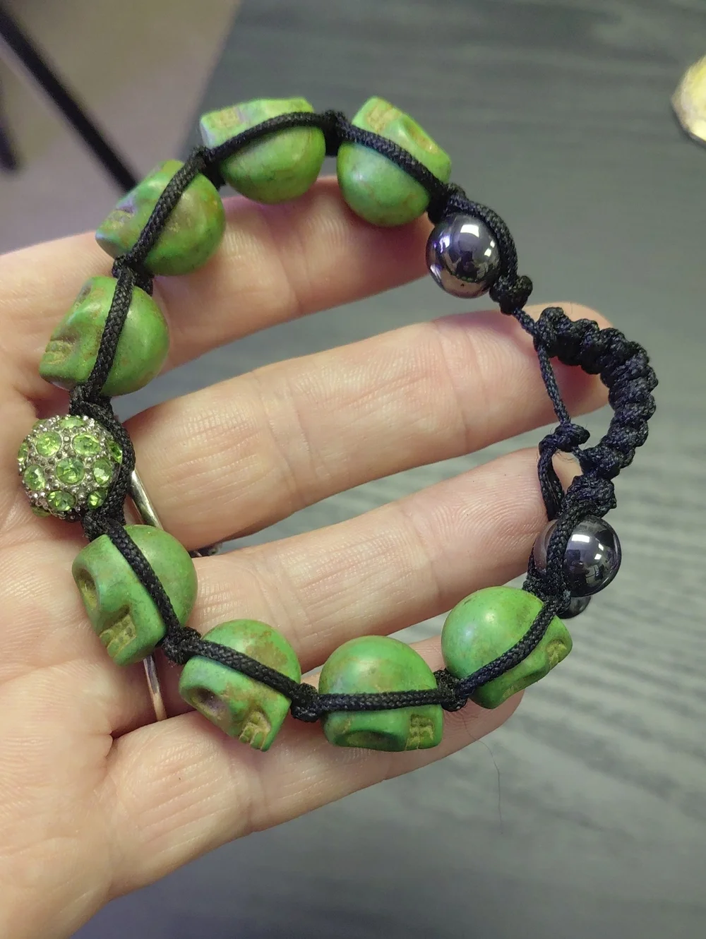 Stone Smile Skull Beaded Bracelet
